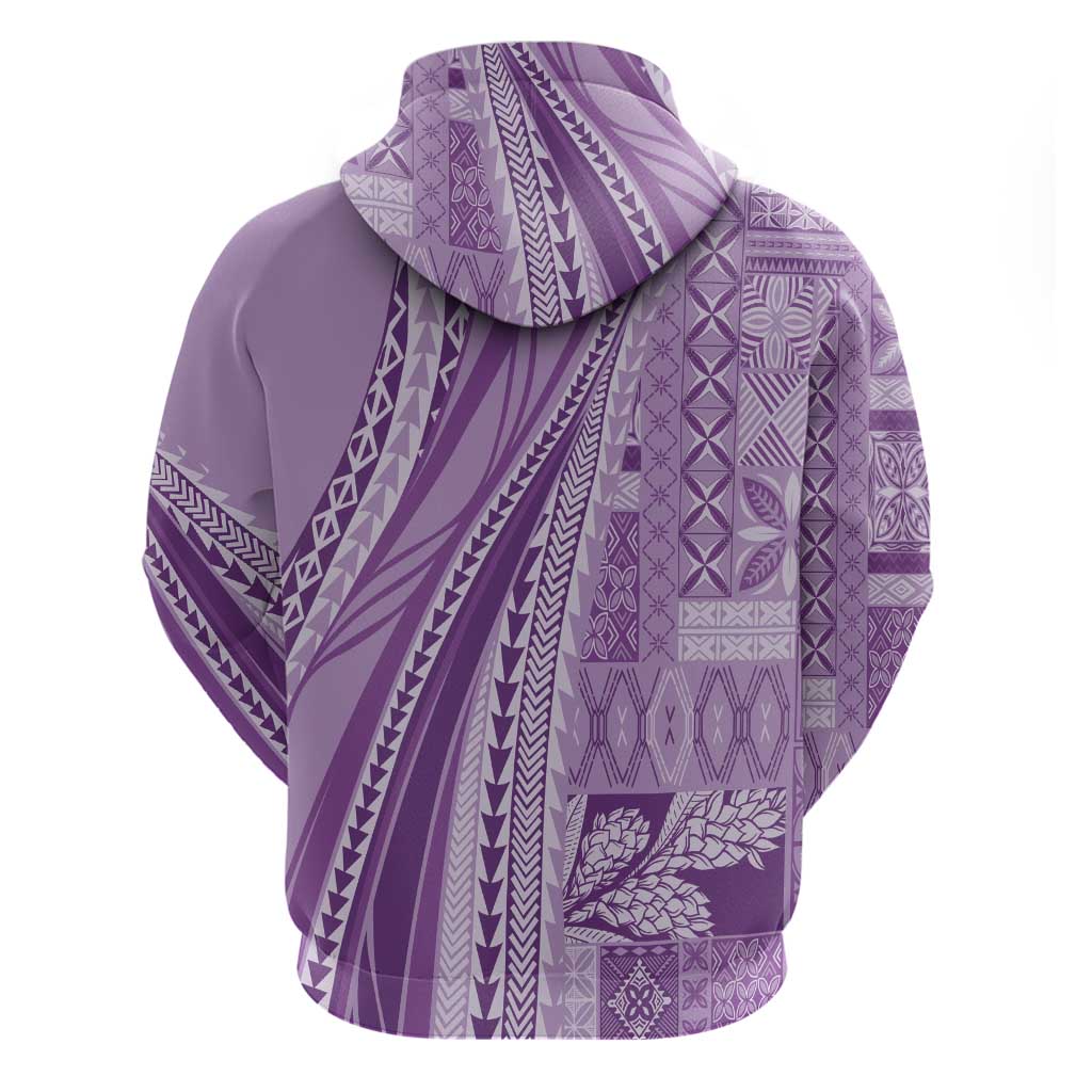Pasifika Women's Day - Samoa Siapo Malu Tattoo Inspired Zip Hoodie Lavender