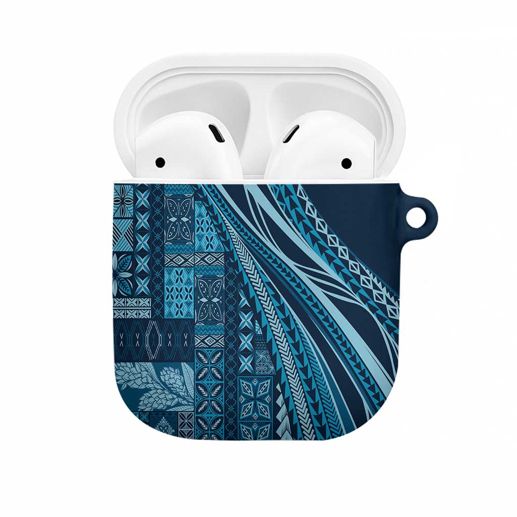 Pasifika Women's Day - Samoa Siapo Malu Tattoo Inspired AirPods Case Navy Blue