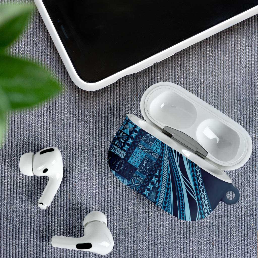 Pasifika Women's Day - Samoa Siapo Malu Tattoo Inspired AirPods Case Navy Blue