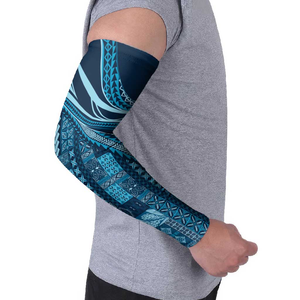 Pasifika Women's Day - Samoa Siapo Malu Tattoo Inspired Arm Sleeves Navy Blue