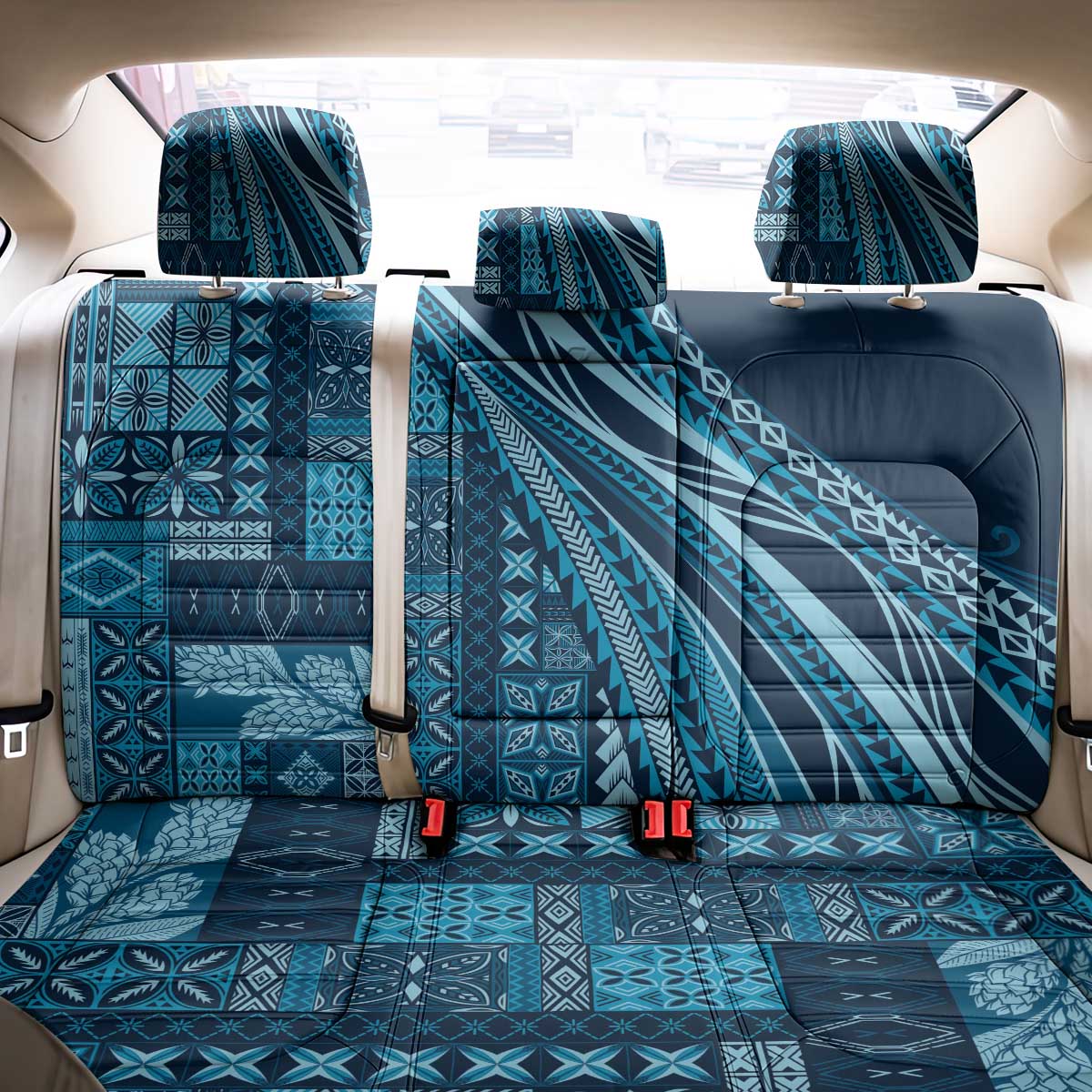 Pasifika Women's Day - Samoa Siapo Malu Tattoo Inspired Back Car Seat Cover Navy Blue
