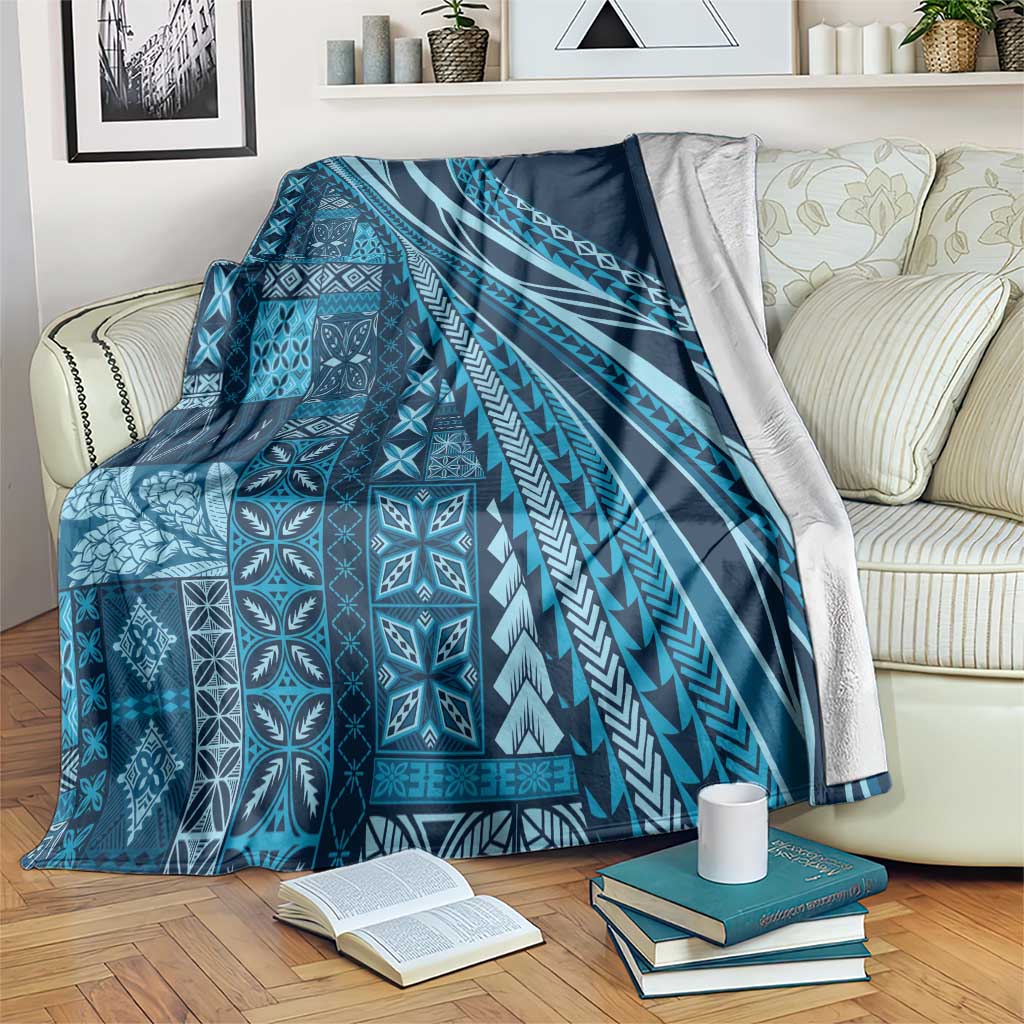 Pasifika Women's Day - Samoa Siapo Malu Tattoo Inspired Blanket Navy Blue