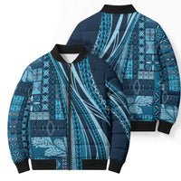 Pasifika Women's Day - Samoa Siapo Malu Tattoo Inspired Bomber Puffer Jacket Navy Blue