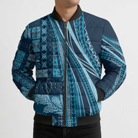 Pasifika Women's Day - Samoa Siapo Malu Tattoo Inspired Bomber Puffer Jacket Navy Blue
