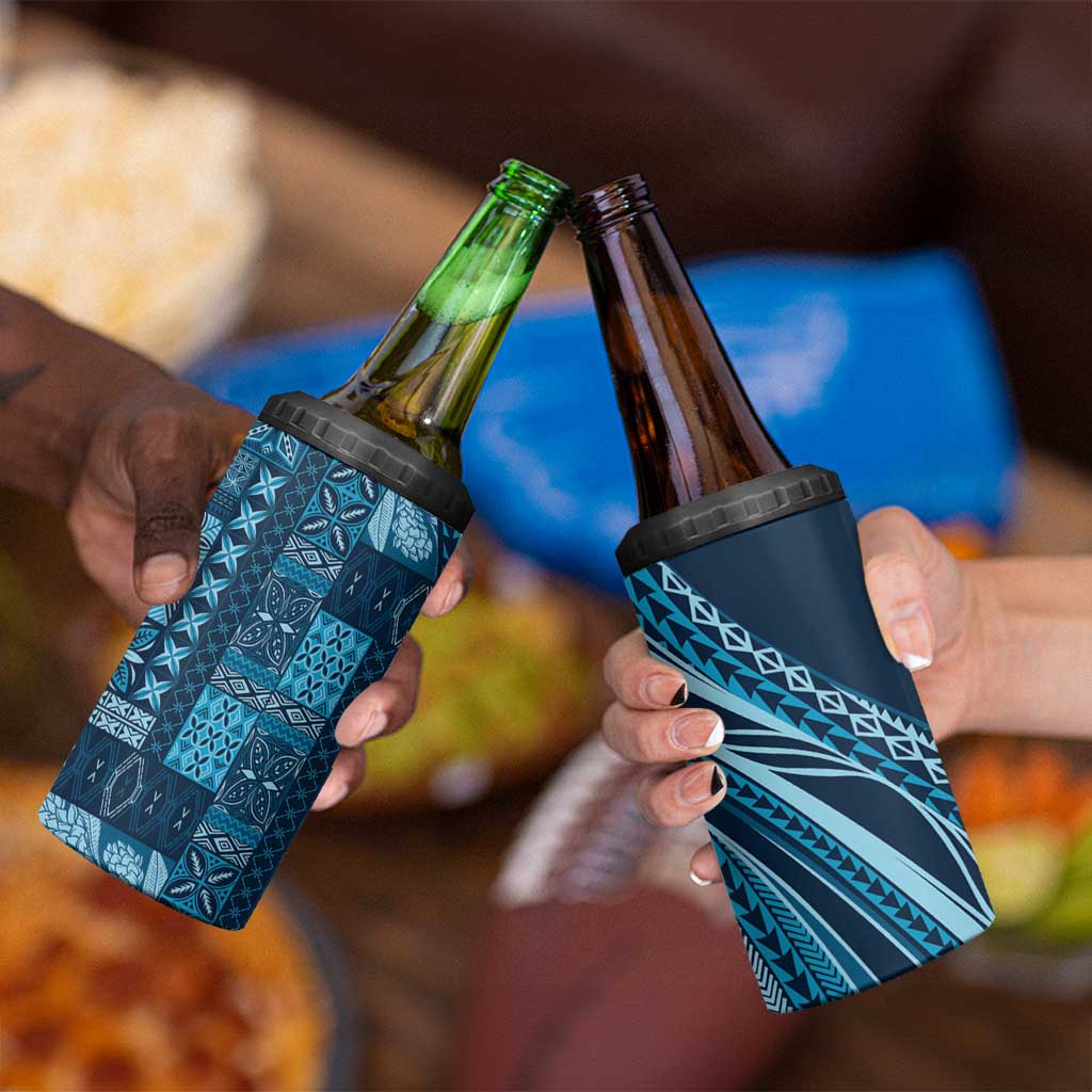 Pasifika Women's Day - Samoa Siapo Malu Tattoo Inspired 4 in 1 Can Cooler Tumbler Navy Blue
