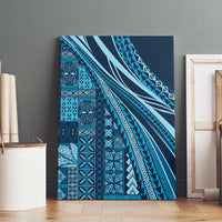 Pasifika Women's Day - Samoa Siapo Malu Tattoo Inspired Canvas Wall Art Navy Blue
