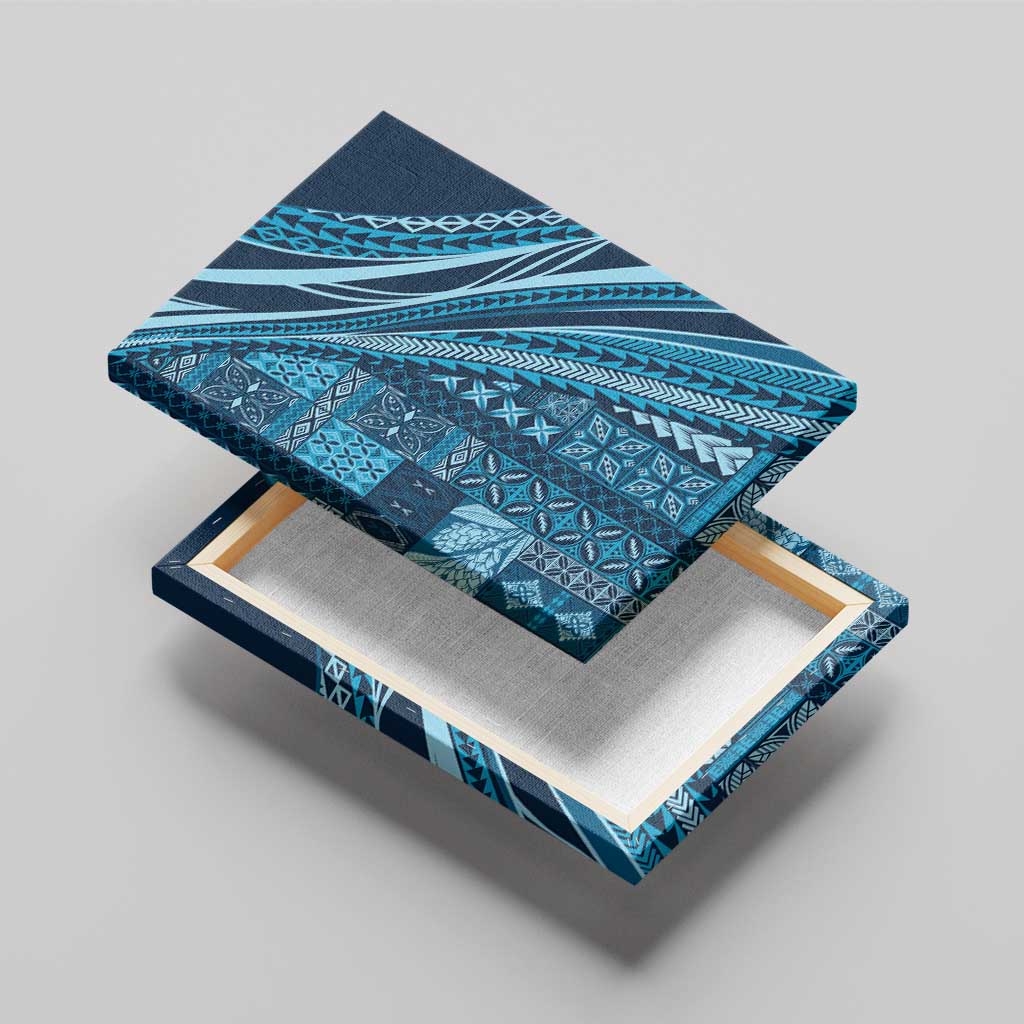 Pasifika Women's Day - Samoa Siapo Malu Tattoo Inspired Canvas Wall Art Navy Blue
