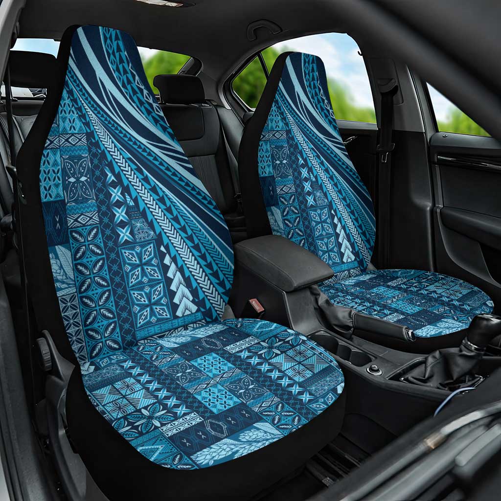 Pasifika Women's Day - Samoa Siapo Malu Tattoo Inspired Car Seat Cover Navy Blue