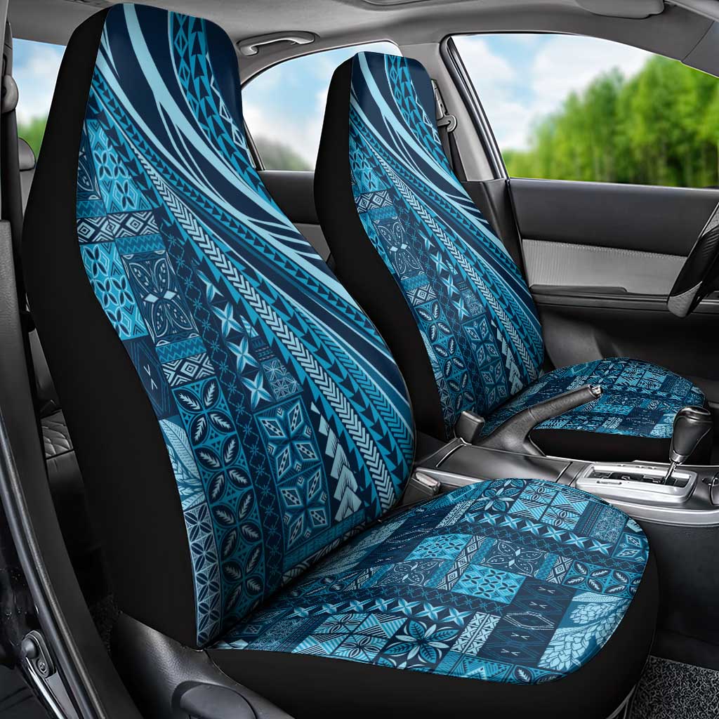 Pasifika Women's Day - Samoa Siapo Malu Tattoo Inspired Car Seat Cover Navy Blue
