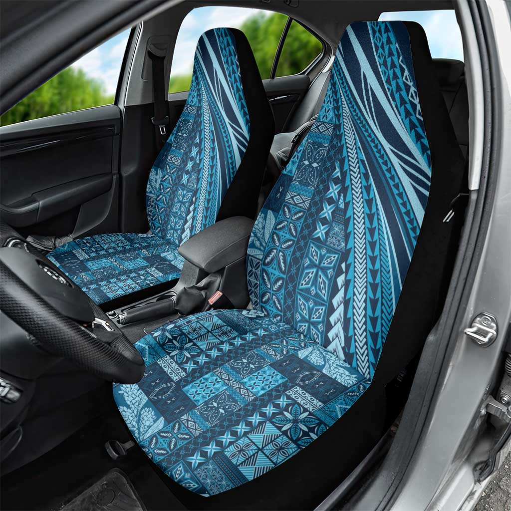 Pasifika Women's Day - Samoa Siapo Malu Tattoo Inspired Car Seat Cover Navy Blue