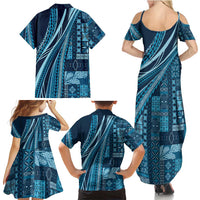 Pasifika Women's Day - Samoa Siapo Malu Tattoo Inspired Family Matching Summer Maxi Dress and Hawaiian Shirt Navy Blue LT7 - Polynesian Pride