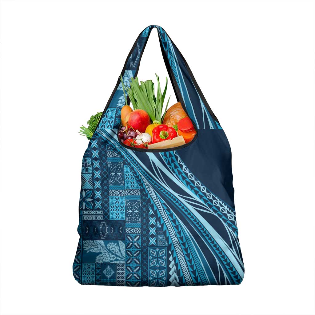 Pasifika Women's Day - Samoa Siapo Malu Tattoo Inspired Grocery Bag Navy Blue