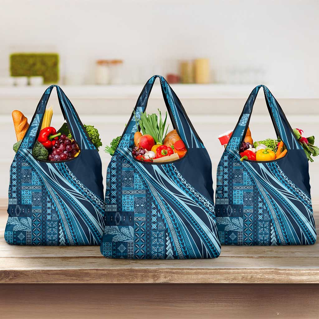 Pasifika Women's Day - Samoa Siapo Malu Tattoo Inspired Grocery Bag Navy Blue