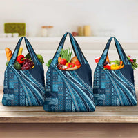 Pasifika Women's Day - Samoa Siapo Malu Tattoo Inspired Grocery Bag Navy Blue