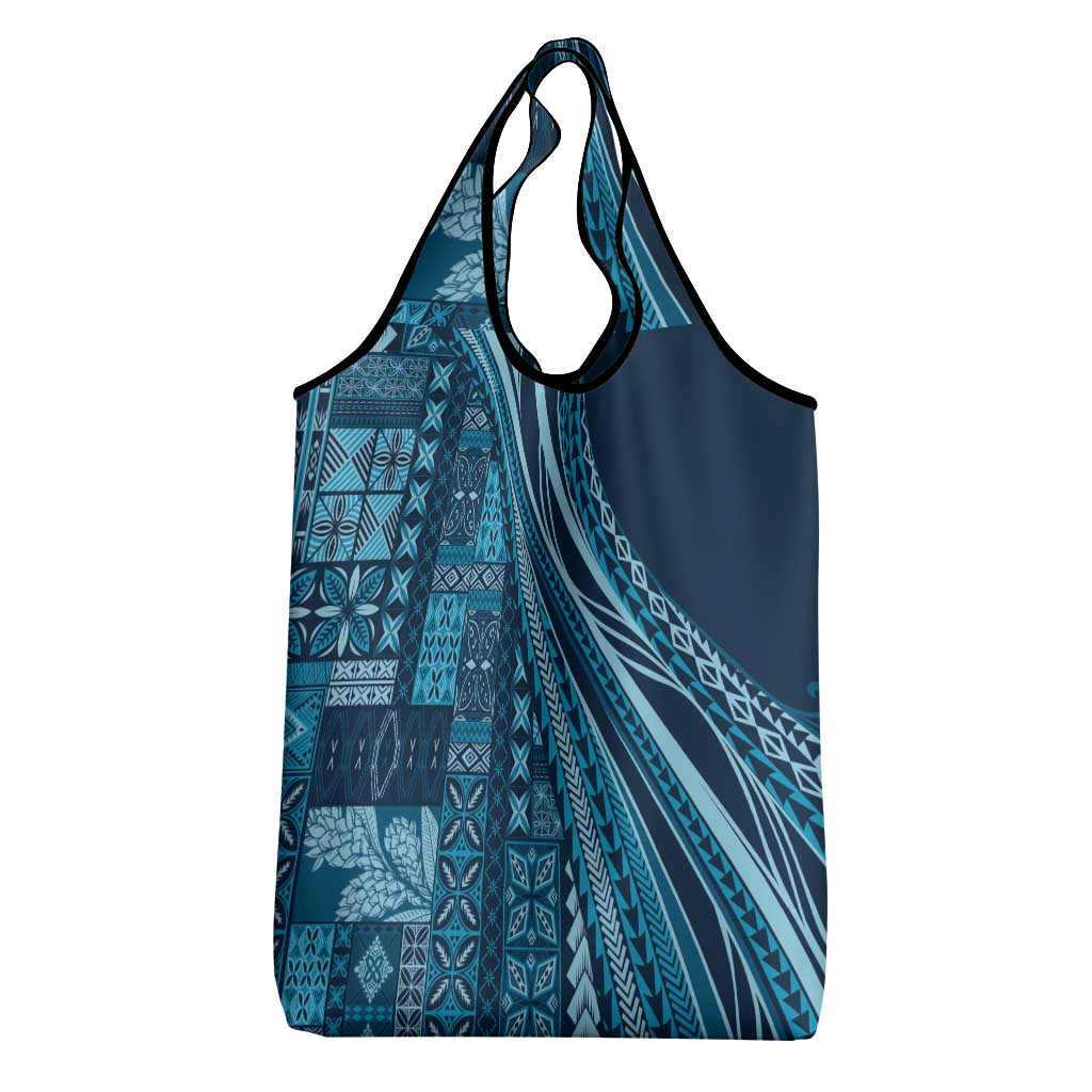 Pasifika Women's Day - Samoa Siapo Malu Tattoo Inspired Grocery Bag Navy Blue