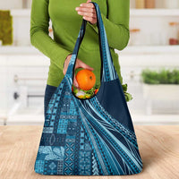 Pasifika Women's Day - Samoa Siapo Malu Tattoo Inspired Grocery Bag Navy Blue
