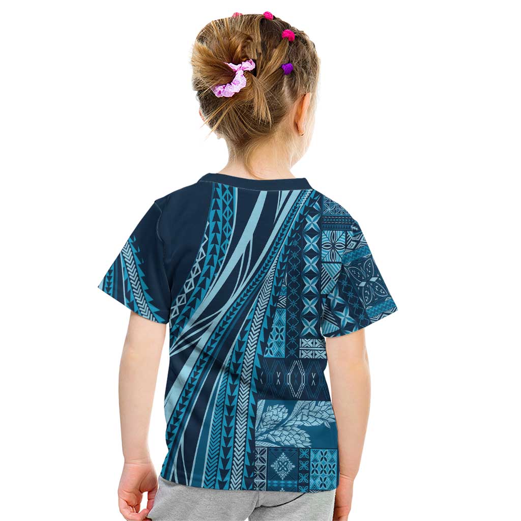 Pasifika Women's Day - Samoa Siapo Malu Tattoo Inspired Kid T Shirt Navy Blue