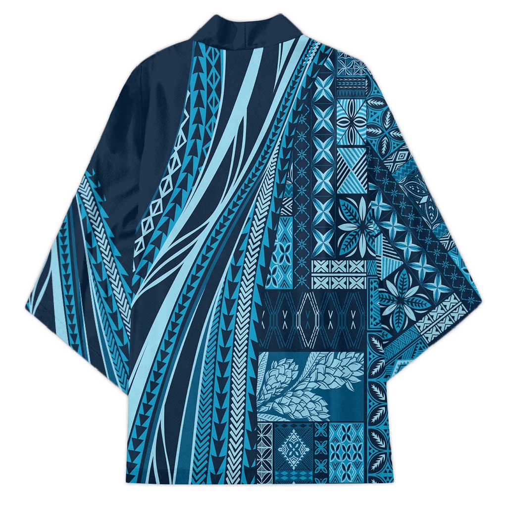 Pasifika Women's Day - Samoa Siapo Malu Tattoo Inspired Kimono Navy Blue