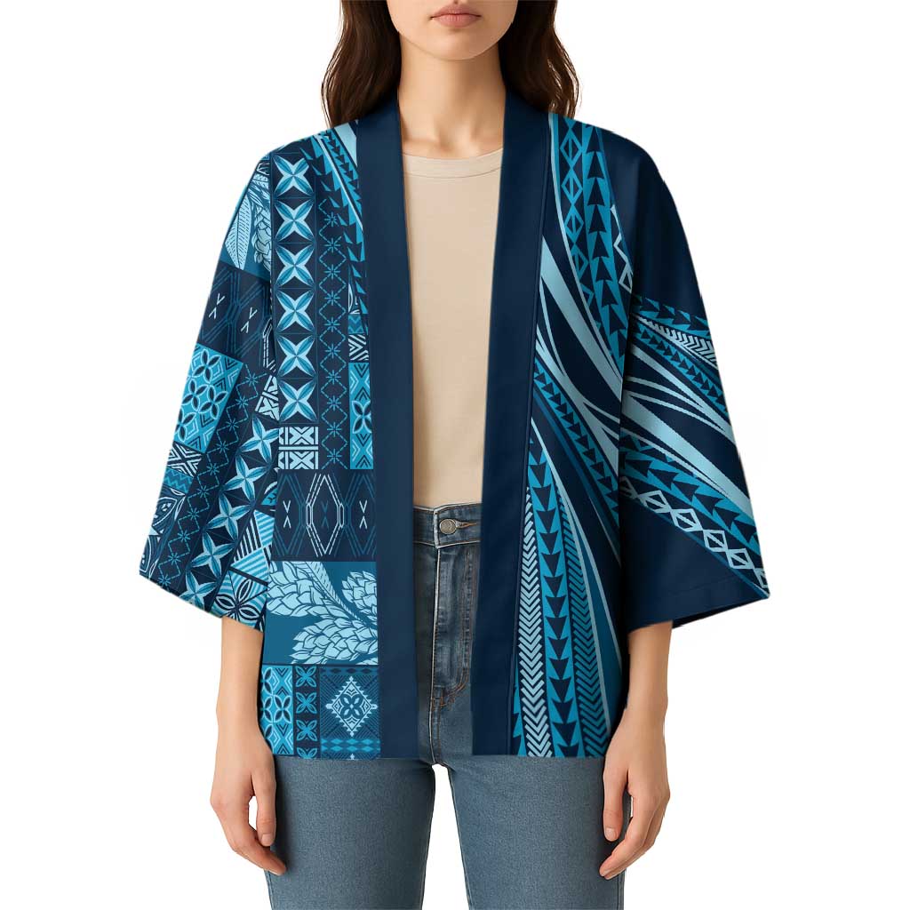 Pasifika Women's Day - Samoa Siapo Malu Tattoo Inspired Kimono Navy Blue