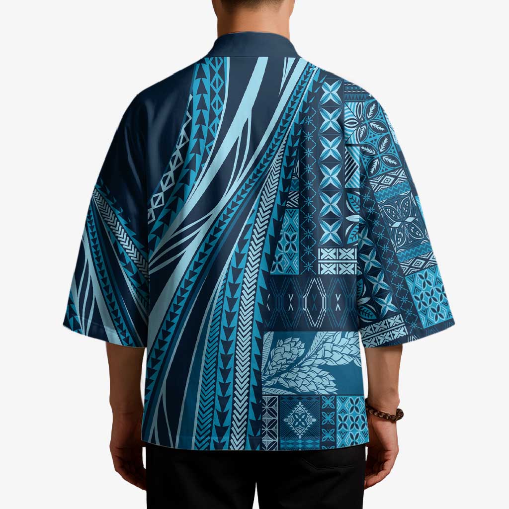 Pasifika Women's Day - Samoa Siapo Malu Tattoo Inspired Kimono Navy Blue