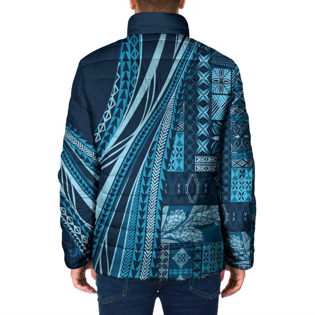 Pasifika Women's Day - Samoa Siapo Malu Tattoo Inspired Padded Jacket Navy Blue