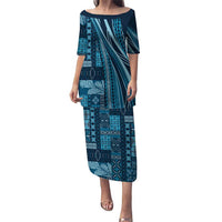 Pasifika Women's Day - Samoa Siapo Malu Tattoo Inspired Puletasi Navy Blue