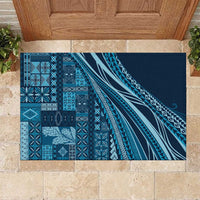 Pasifika Women's Day - Samoa Siapo Malu Tattoo Inspired Rubber Doormat Navy Blue
