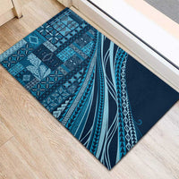 Pasifika Women's Day - Samoa Siapo Malu Tattoo Inspired Rubber Doormat Navy Blue