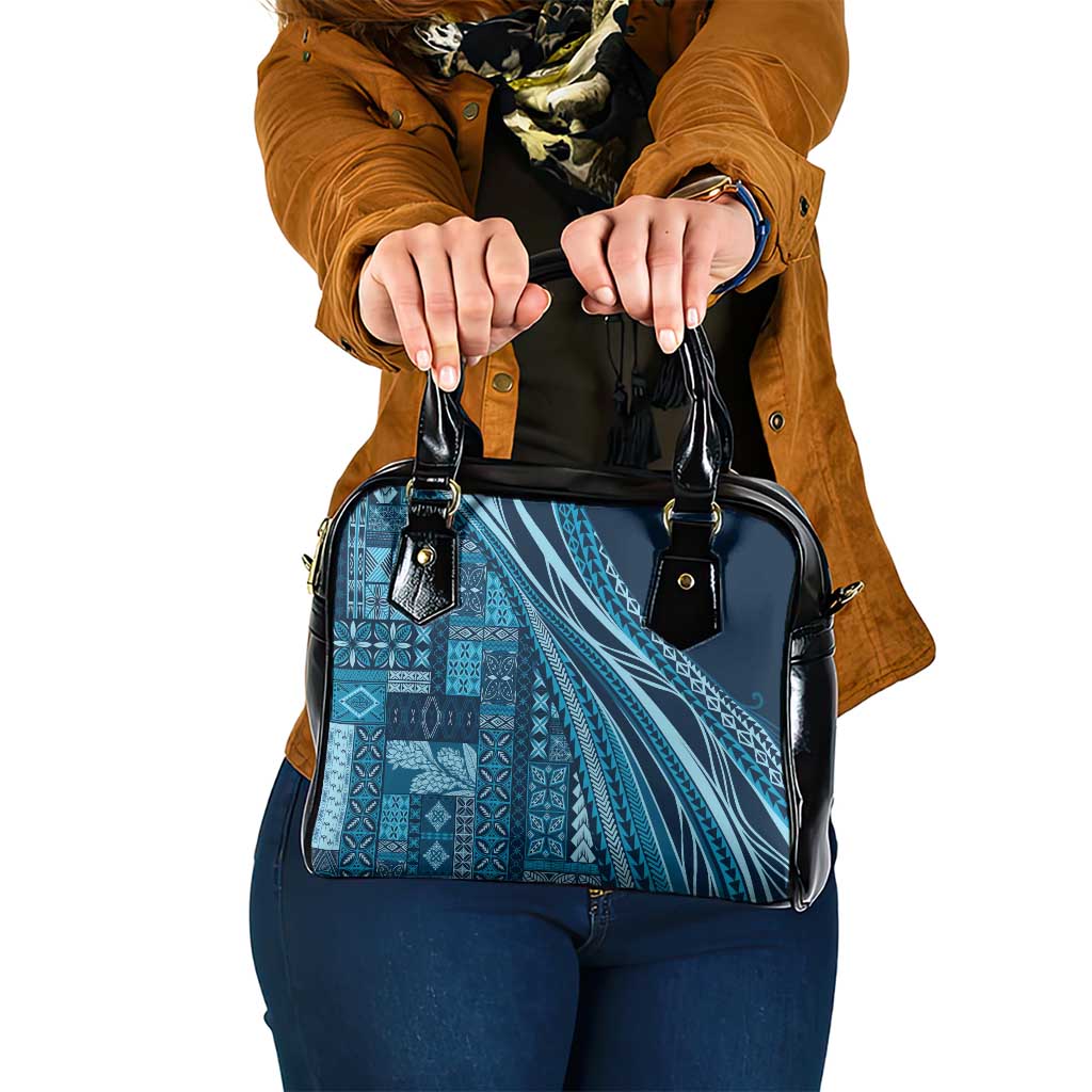 Pasifika Women's Day - Samoa Siapo Malu Tattoo Inspired Shoulder Handbag Navy Blue