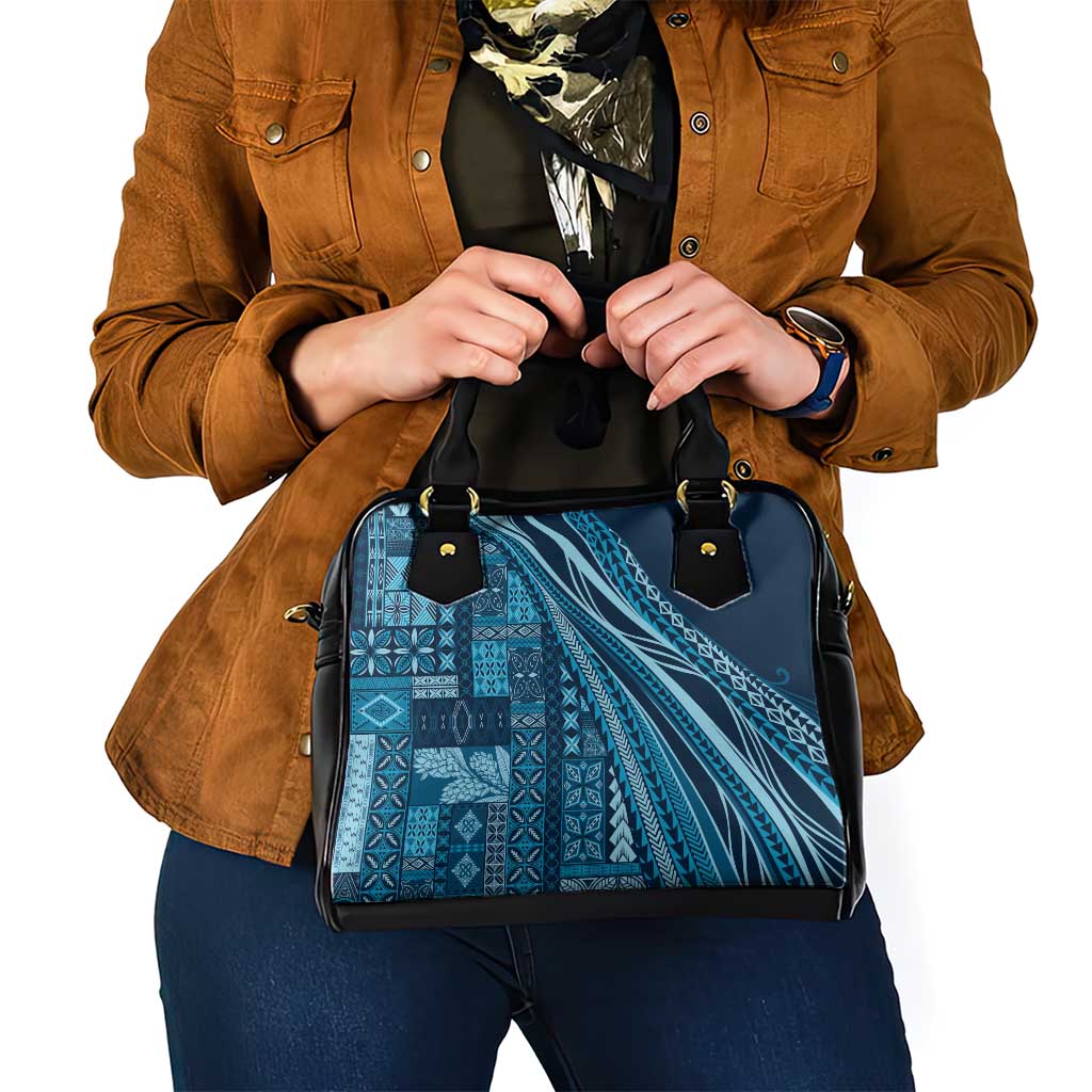 Pasifika Women's Day - Samoa Siapo Malu Tattoo Inspired Shoulder Handbag Navy Blue