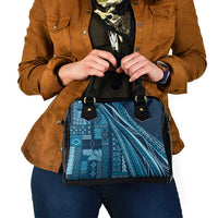Pasifika Women's Day - Samoa Siapo Malu Tattoo Inspired Shoulder Handbag Navy Blue