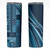 Pasifika Women's Day - Samoa Siapo Malu Tattoo Inspired Skinny Tumbler Navy Blue