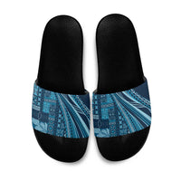 Pasifika Women's Day - Samoa Siapo Malu Tattoo Inspired Slide Sandals Navy Blue