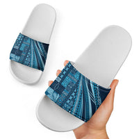 Pasifika Women's Day - Samoa Siapo Malu Tattoo Inspired Slide Sandals Navy Blue