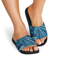 Pasifika Women's Day - Samoa Siapo Malu Tattoo Inspired Slide Sandals Navy Blue