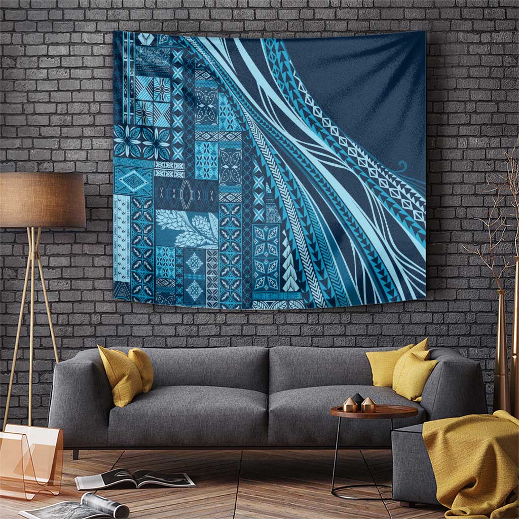 Pasifika Women's Day - Samoa Siapo Malu Tattoo Inspired Tapestry Navy Blue