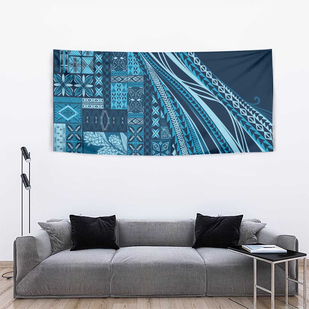 Pasifika Women's Day - Samoa Siapo Malu Tattoo Inspired Tapestry Navy Blue