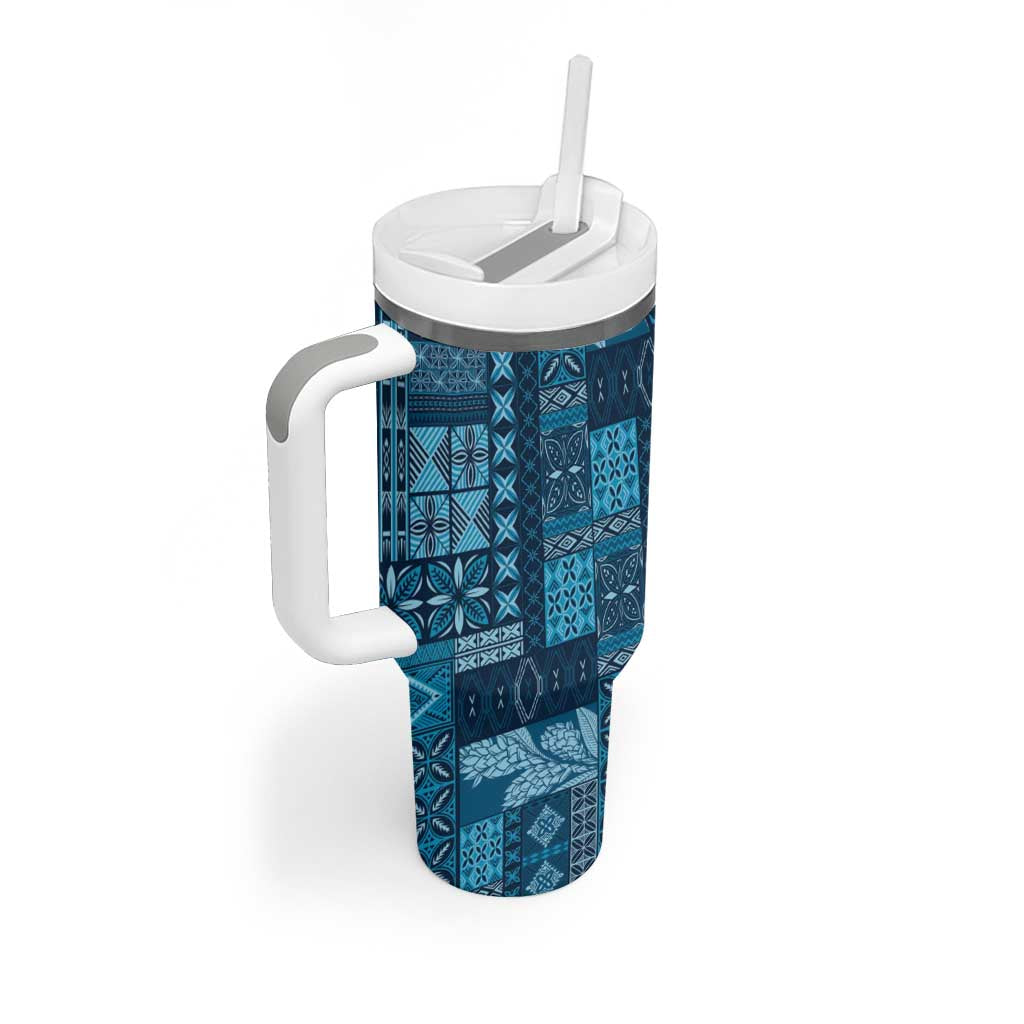 Pasifika Women's Day - Samoa Siapo Malu Tattoo Inspired Tumbler With Handle Navy Blue