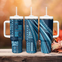 Pasifika Women's Day - Samoa Siapo Malu Tattoo Inspired Tumbler With Handle Navy Blue