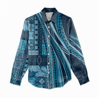 Pasifika Women's Day - Samoa Siapo Malu Tattoo Inspired Women Casual Shirt Navy Blue