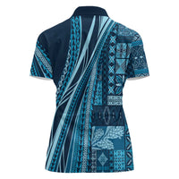 Pasifika Women's Day - Samoa Siapo Malu Tattoo Inspired Women Polo Shirt Navy Blue