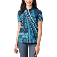 Pasifika Women's Day - Samoa Siapo Malu Tattoo Inspired Women Polo Shirt Navy Blue