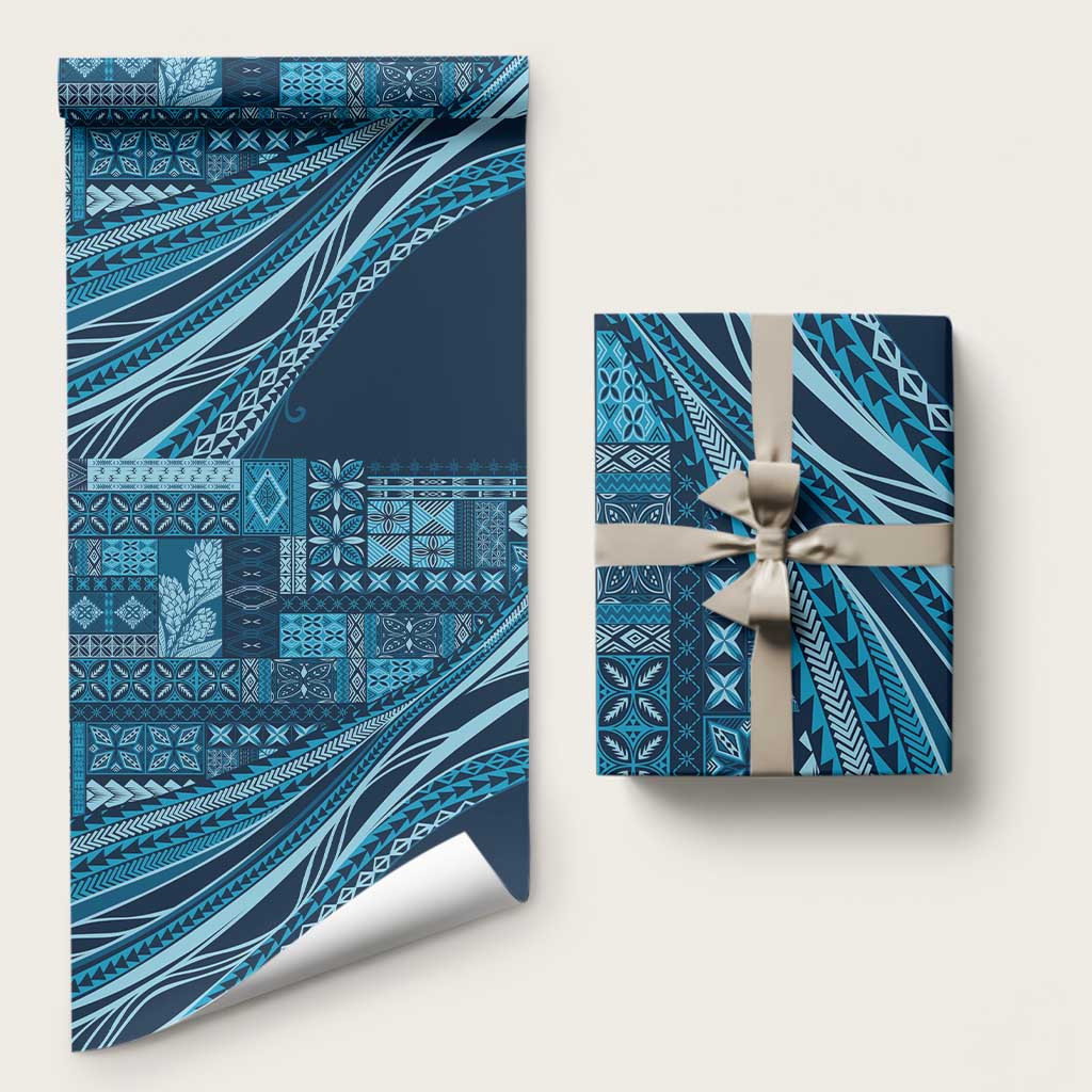 Pasifika Women's Day - Samoa Siapo Malu Tattoo Inspired Wrapping Paper Navy Blue