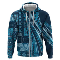 Pasifika Women's Day - Samoa Siapo Malu Tattoo Inspired Zip Hoodie Navy Blue