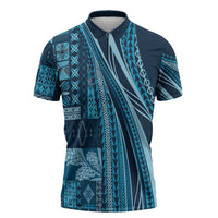 Pasifika Women's Day - Samoa Siapo Malu Tattoo Inspired Zipper Polo Shirt Navy Blue