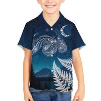 New Zealand Matariki Family Matching Puletasi and Hawaiian Shirt Starry Night Style LT7 Son's Shirt Navy - Polynesian Pride