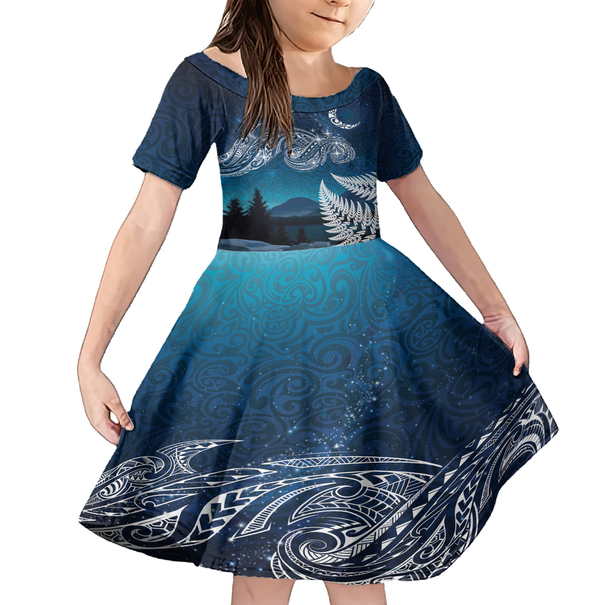 New Zealand Matariki Family Matching Short Sleeve Bodycon Dress and Hawaiian Shirt Starry Night Style