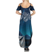 New Zealand Matariki Family Matching Summer Maxi Dress and Hawaiian Shirt Starry Night Style