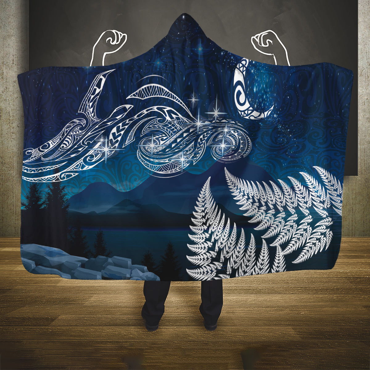 New Zealand Matariki Hooded Blanket Starry Night Style