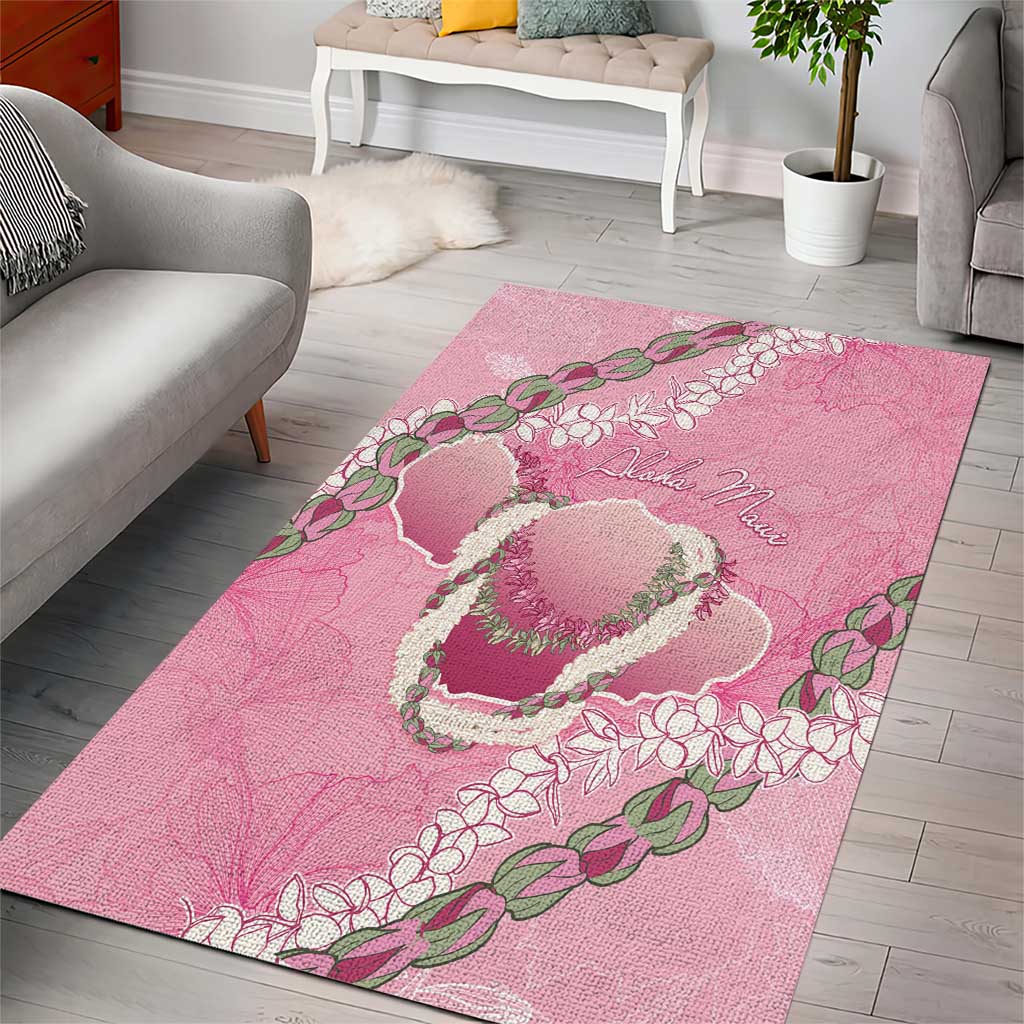 Hawaii Maui Island Flowers Lei Area Rug Lokelani Rose Pink
